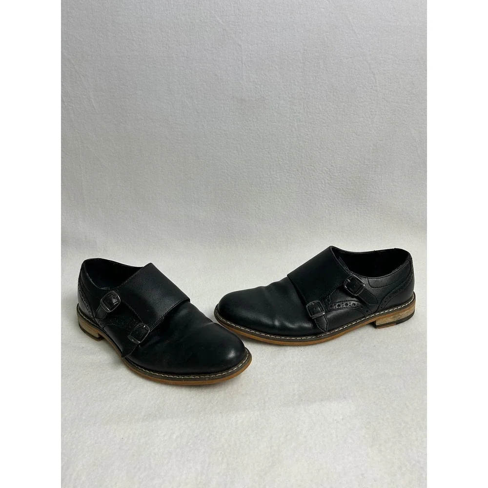 Dark Academia Bar III Mens 8M Black Jesse Double Monk Strap‎ Brogue Dress Shoes